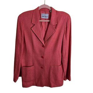 Lord & Taylor Vintage 100% Silk Coral 3 Button Blazer Size 12
